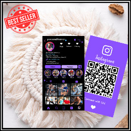 Tarjeta De Visita Instagram Conéctese con nosotros: Purple Personal 