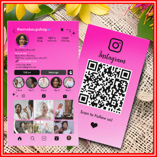 Tarjeta De Visita Instagram Cute Ombre Rosa QR Código Medios Sociale