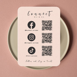 Tarjeta De Visita Instagram de Facebook Tiktok QR Code Soft Peach