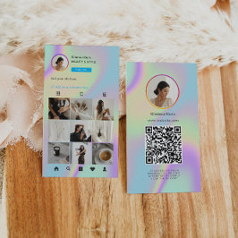 Tarjeta De Visita Instagram Holographic QR Code 10 Photo Grid