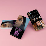 Tarjeta De Visita Instagram Lash Tech Hot Pink Y Black QR Code<br><div class="desc">Nuestra tarjeta de visita de código QR rosa y negro Lash Tech de Instagram, diseñada para combinar estilo y funcionalidad sin problemas para técnicos y maquilladores excéntricos con el fin de aumentar su presencia en los medios sociales. Esta tarjeta presenta un llamativo esquema de color rosa y negro, lo que...</div>