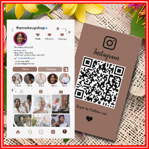 Tarjeta De Visita Instagram QR Code Social Media Terracotta