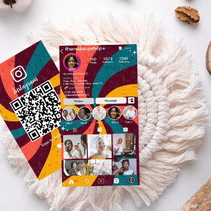 Tarjeta De Visita Instagram Retro Vintage reporta QR Code Social Med