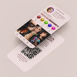 Tarjeta De Visita Instagram rosado monograma hairstylista moderno