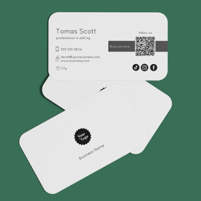 Tarjeta De Visita Instagram Síguenos Código Qr Negro (connect with ussocial mediaqr codeblack business logoinstagram facebookscan to )