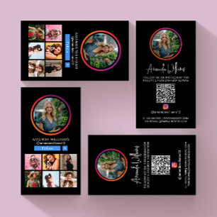 Tarjeta De Visita Instagram Social Media Follow Me Photo QR Code