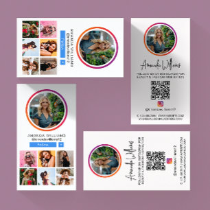 Tarjeta De Visita Instagram Social Media Follow Me Photo QR Code