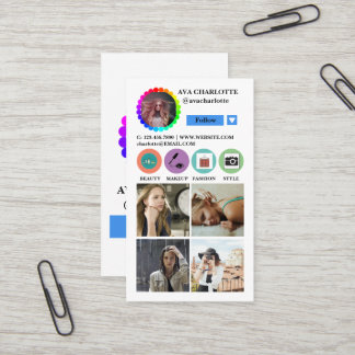 Tarjeta De Visita Instagram Social Media Follow Profile Photo Grid
