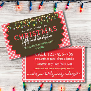 Tarjeta De Visita Instalación de luces de Navidad a cuadros