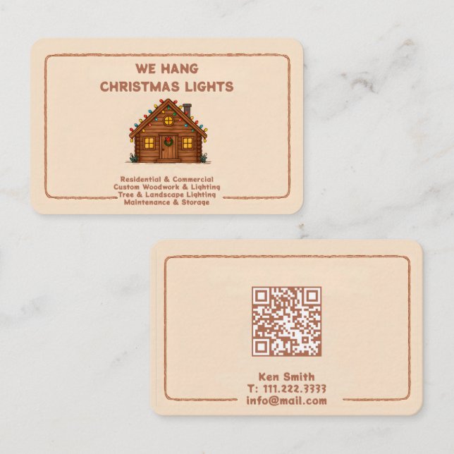 Tarjeta De Visita ❄️🤶 Instalación de Luces de Navidad QR (Anverso / Reverso)