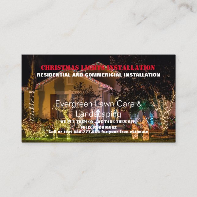 Tarjeta De Visita Instalación fotográfica de las luces de los navida (Anverso)