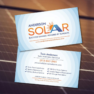 Tarjeta De Visita Instalación moderna de paneles solares profesional