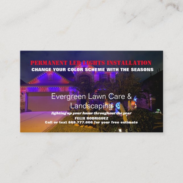 Tarjeta De Visita Instalación permanente de fotos de luz LED (Anverso)