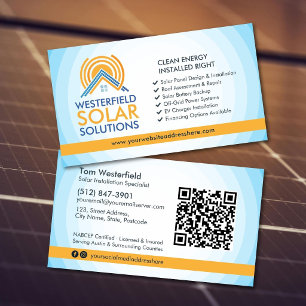 Tarjeta De Visita Instalación Profesional de Paneles Solares Moderno