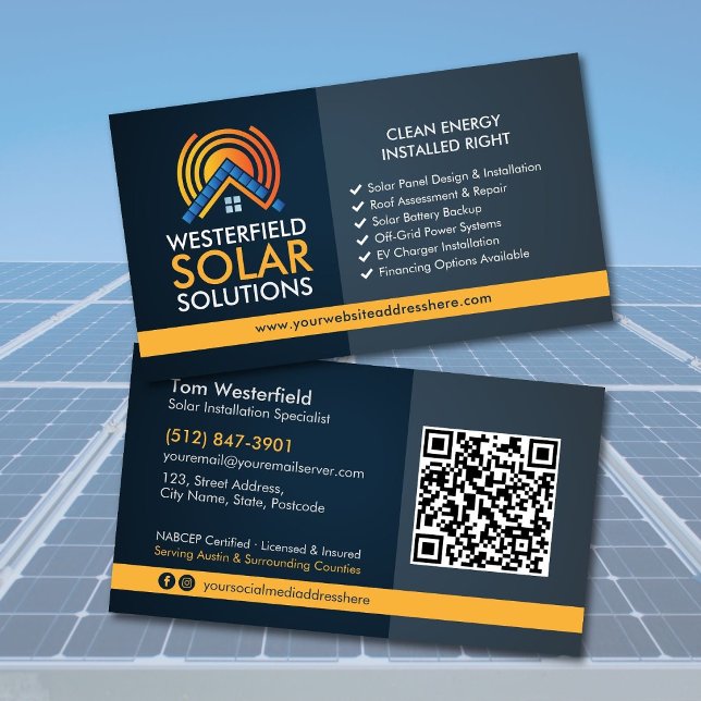 Tarjeta De Visita Instalación Profesional Moderna de Paneles Solares (Subido por el creador)