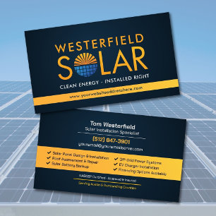Tarjeta De Visita Instalación Profesional Moderna de Paneles Solares