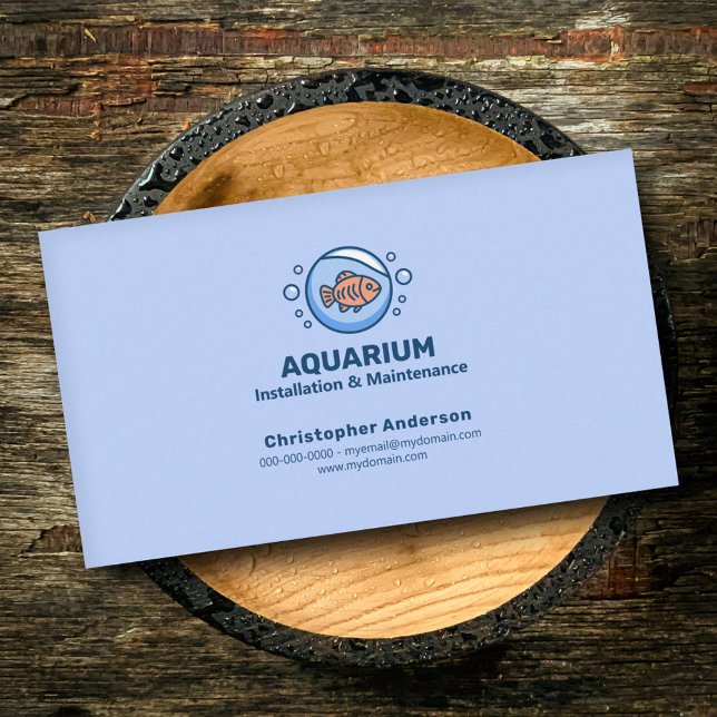 Tarjeta De Visita Instalación y mantenimiento de acuario - Cuencos d (Aquarium Installation & Maintenance - Fish Bowl - Business Card)