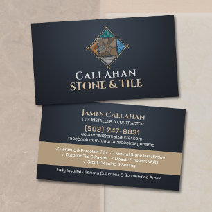 Tarjeta De Visita Instalador de baldosas profesional - Contratista d