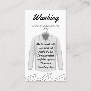Tarjeta De Visita Instrucción de cuidado de lavado de camisa de cuel