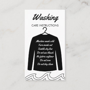 Tarjeta De Visita Instrucción de cuidado de lavado de camisa negra d