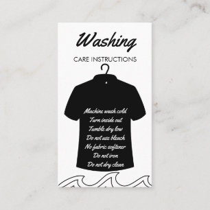 Tarjeta De Visita Instrucción de cuidado de lavado de camisa negra d