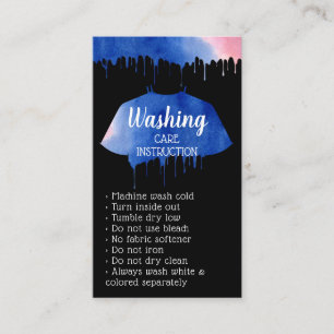 Tarjeta De Visita Instrucción de cuidado de lavado negro
