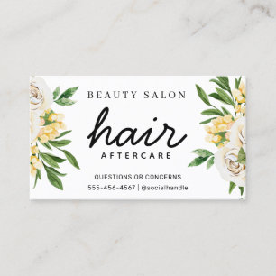 Tarjeta De Visita Instrucción de cuidado posterior de pelo floral p