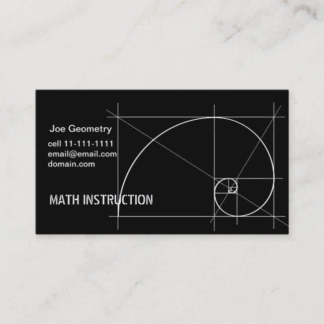 Tarjeta De Visita Instrucción de la matemáticas (Anverso)
