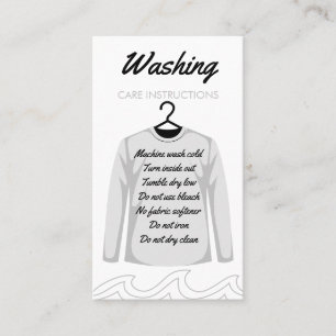 Tarjeta De Visita Instrucción de lavado y cuidado de camiseta de man
