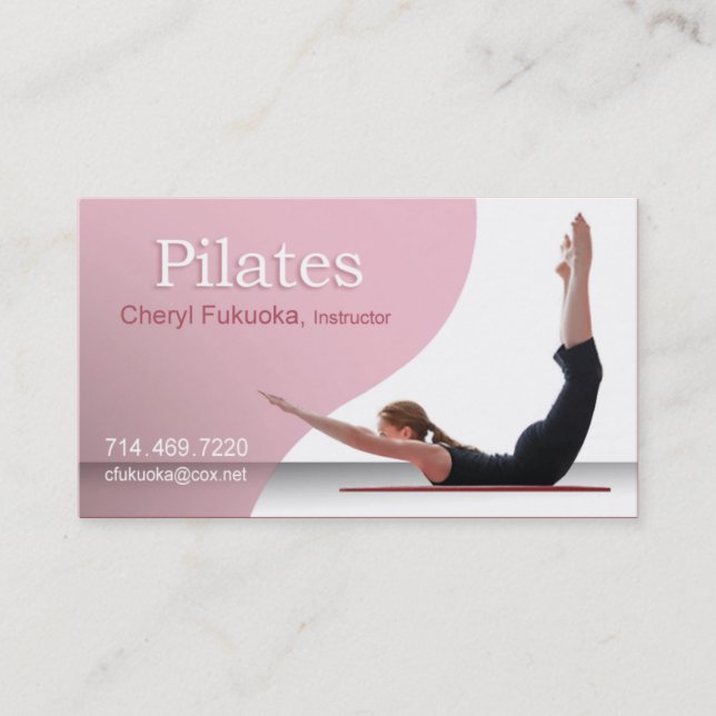 Tarjeta De Visita Instrucción de Pilates (pink) - personalizado (Anverso)