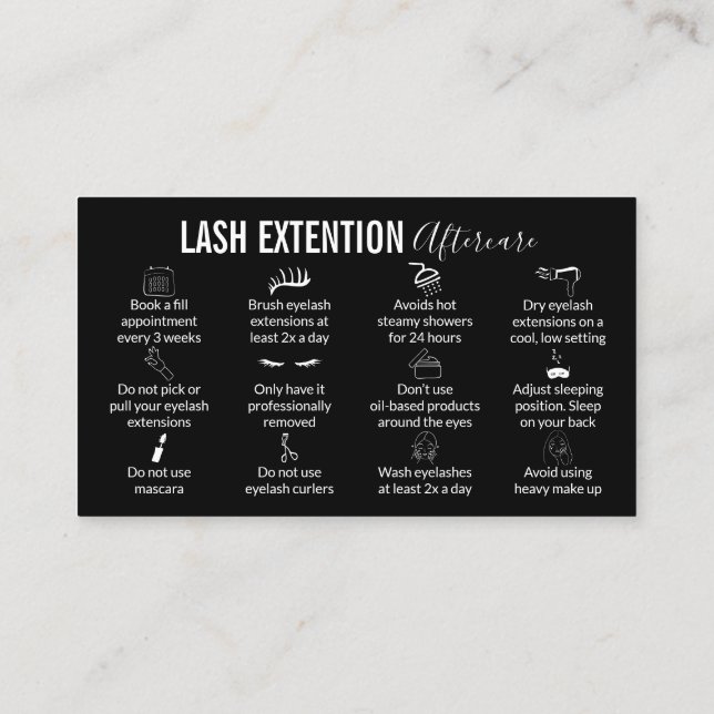 Tarjeta De Visita Instrucción de seguimiento de extensión de latigaz (Reverso)