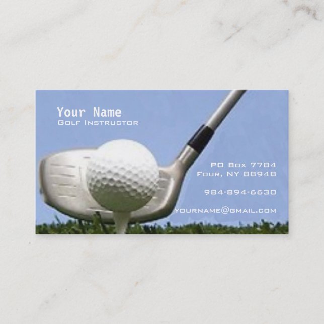 Tarjeta De Visita Instrucción del golf (Anverso)