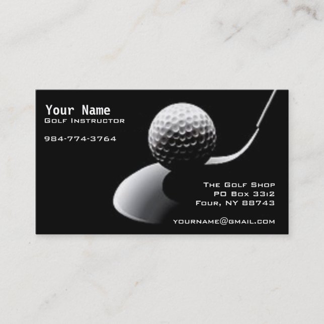 Tarjeta De Visita Instrucción del golf (Anverso)