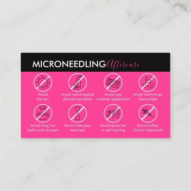 Tarjeta De Visita Instrucción para el postre de Neon Pink Microneedl (Reverso)