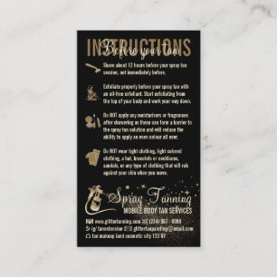 Tarjeta De Visita Instrucciones Bronceado en Spray Guía de Cuidados