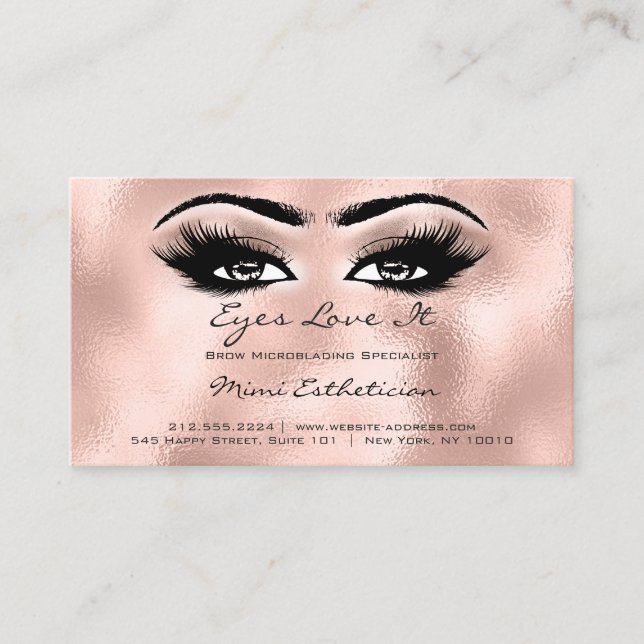 Tarjeta De Visita Instrucciones de Aftercare Lashes Extensión Rosa P (Anverso)