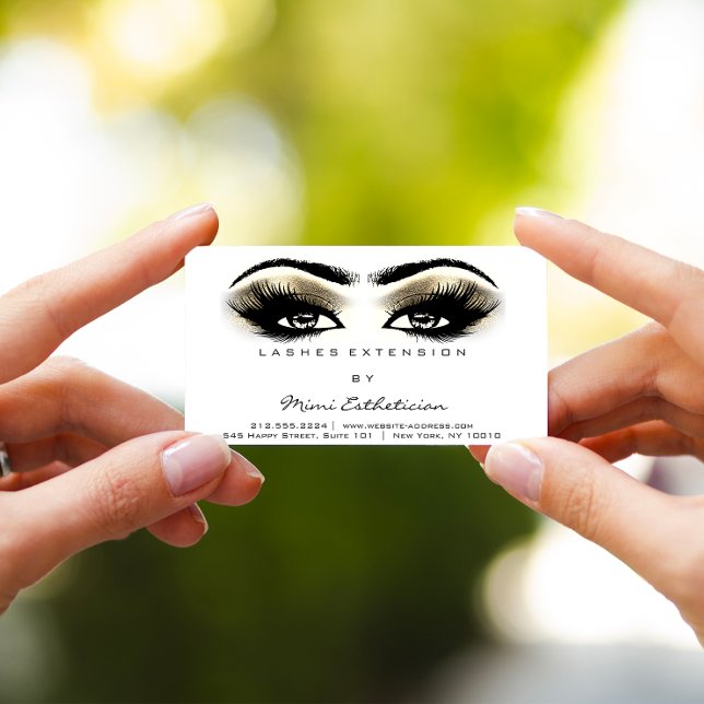 Tarjeta De Visita Instrucciones de atención médica Lash Champaigne O (Aftercare Instructions Lash Champaigne White Gold Business Card)