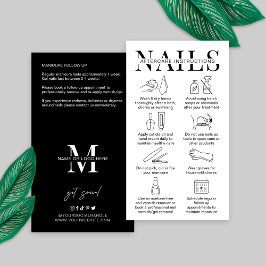 Tarjeta De Visita Instrucciones de atención posterior de las uñas de