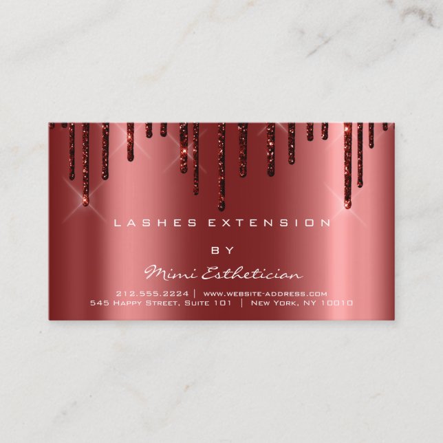 Tarjeta De Visita Instrucciones de atención posterior Lash Burgundy  (Anverso)