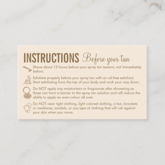 Tarjeta De Visita Instrucciones de beige para el cuidado de los niño (Anverso)