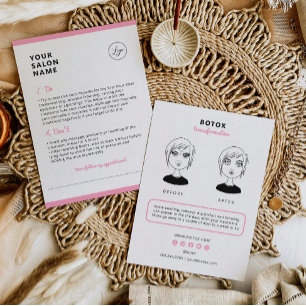 Tarjeta De Visita Instrucciones de Botox para el salón de belleza