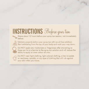 Tarjeta De Visita Instrucciones de cuidado beige antes y después del