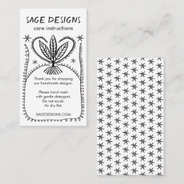 Tarjeta De Visita INSTRUCCIONES DE CUIDADO Boho Whimsical Line Art
