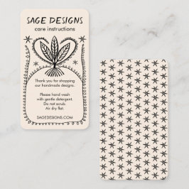 Tarjeta De Visita INSTRUCCIONES DE CUIDADO Boho Whimsical Line Art