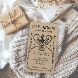 Tarjeta De Visita INSTRUCCIONES DE CUIDADO Boho Whimsical Line Art K