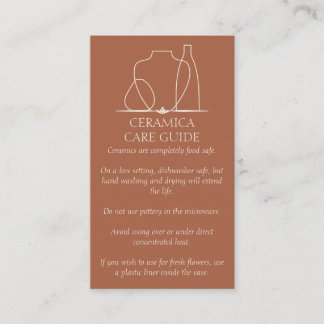 Tarjeta De Visita Instrucciones de cuidado de cerámica de la cerámic