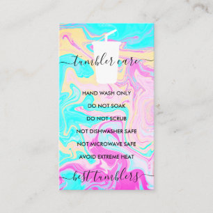 Tarjeta De Visita Instrucciones de cuidado de tumbler rosa verde omb