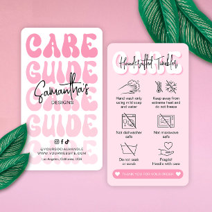 Tarjeta De Visita Instrucciones de cuidado de tumbler Trendy Girly R