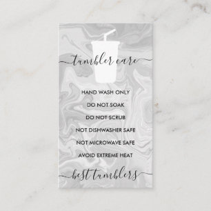 Tarjeta De Visita Instrucciones de cuidado de vaso gris con vinilo o