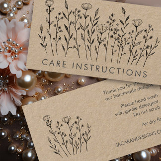 Tarjeta De Visita INSTRUCCIONES DE CUIDADO Moda Elegant Wildflower K